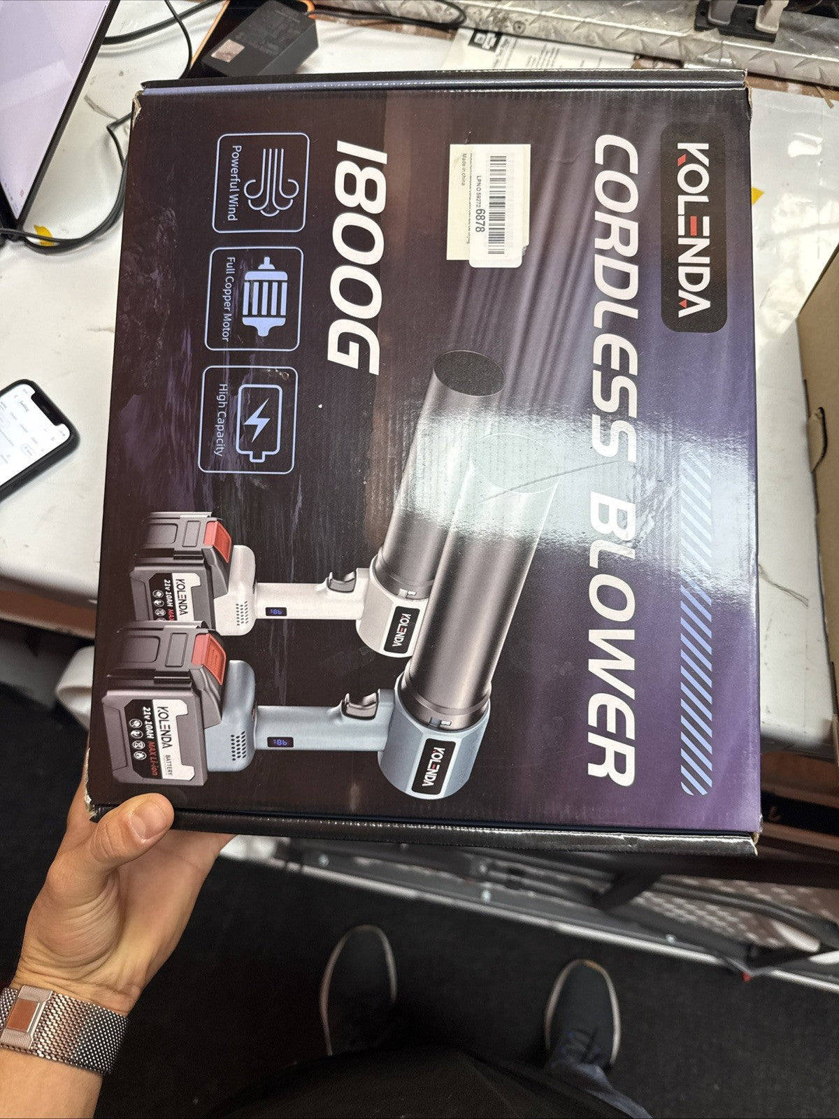Handheld Cordless Lightweight Powerful Car Dryer Air Blower with 1800G & Gray
