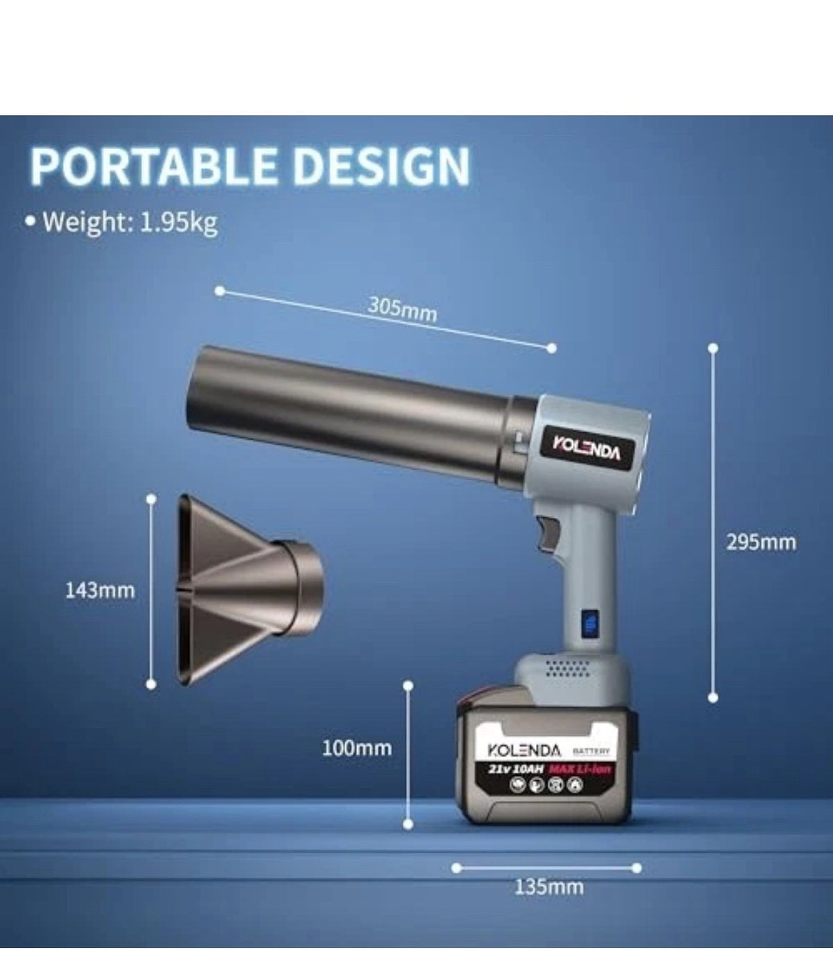 Handheld Cordless Lightweight Powerful Car Dryer Air Blower with 1800G & Gray