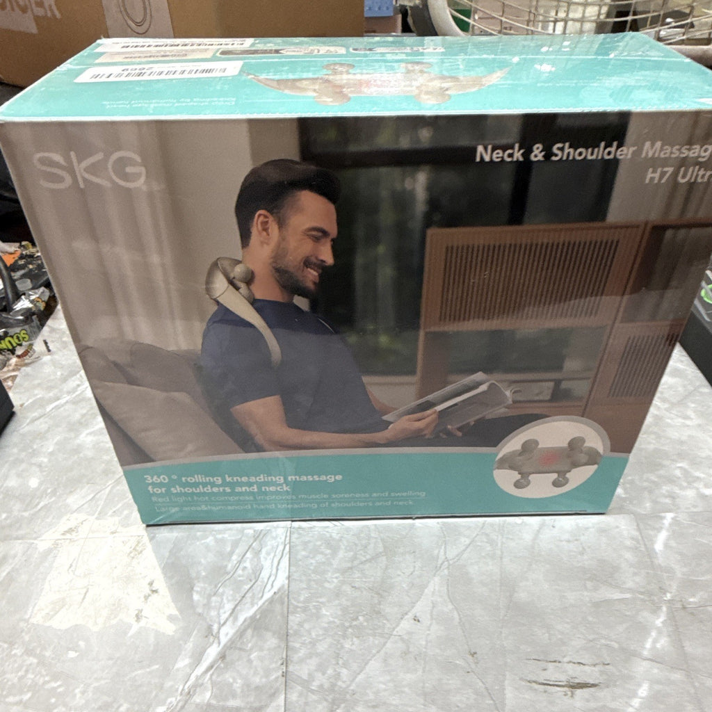 SKG H7 Ultra Neck & Shoulder Massager Heated Hands-Free Kneading Rolling Gold