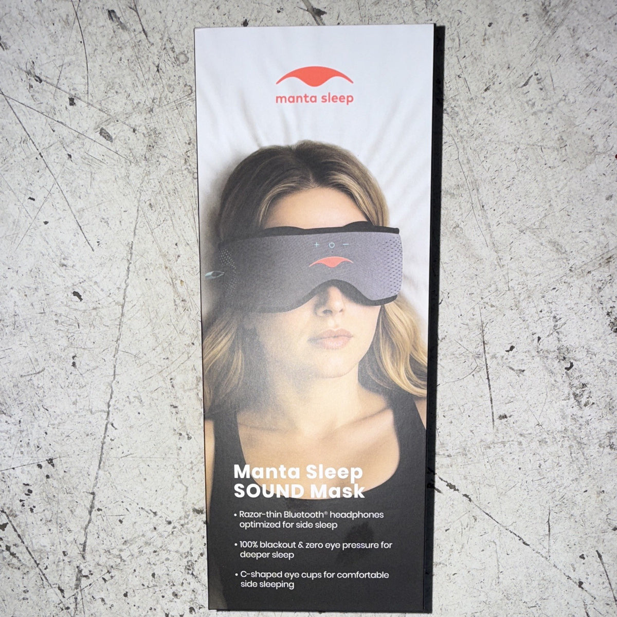 Manta Sleep SOUND Mask Bluetooth Sleep Mask w/ Eye Cups Headphones Gray/Black