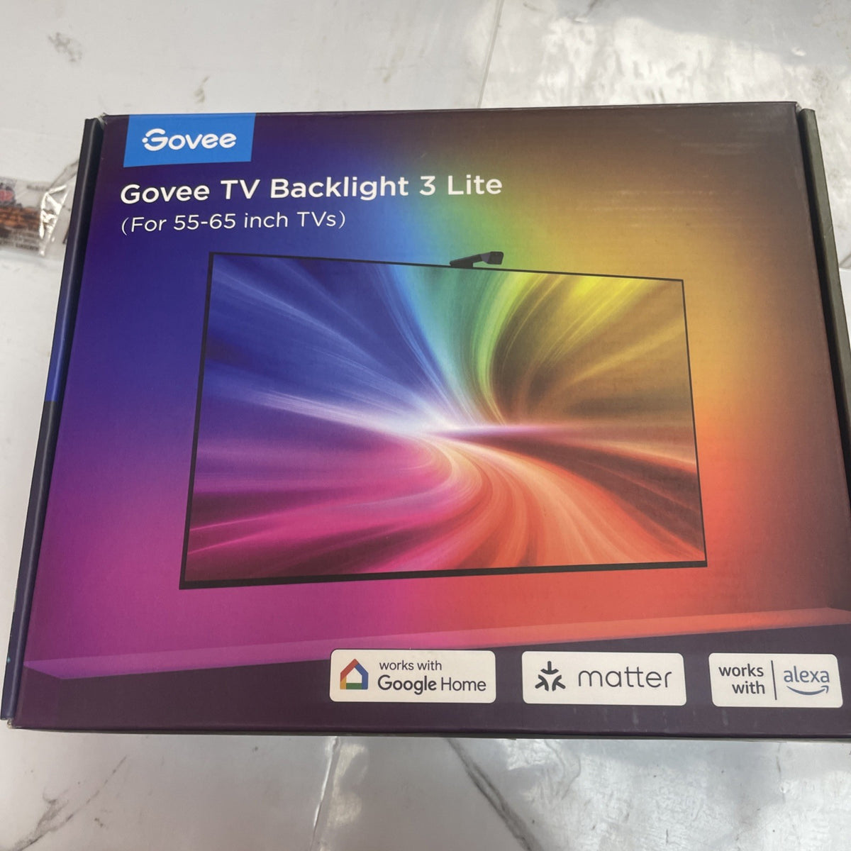 Govee TV Backlight 3 Lite Envisual Technology Fish Eye Sync 55-56 Inch TV RGBICW