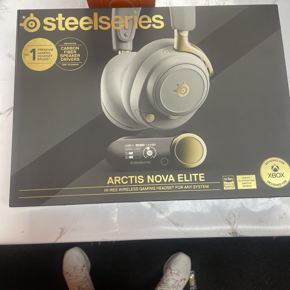 SteelSeries Gold Arctis Nova Elite Wireless Multi Gaming Headset for PC PS5 Xbox