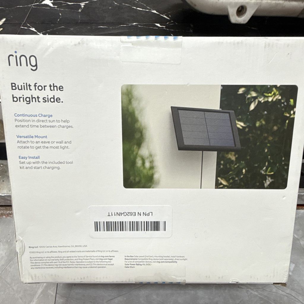 Ring Solar Panel 5W Wired Charger w/ Bracket for Select Ring Cameras Black