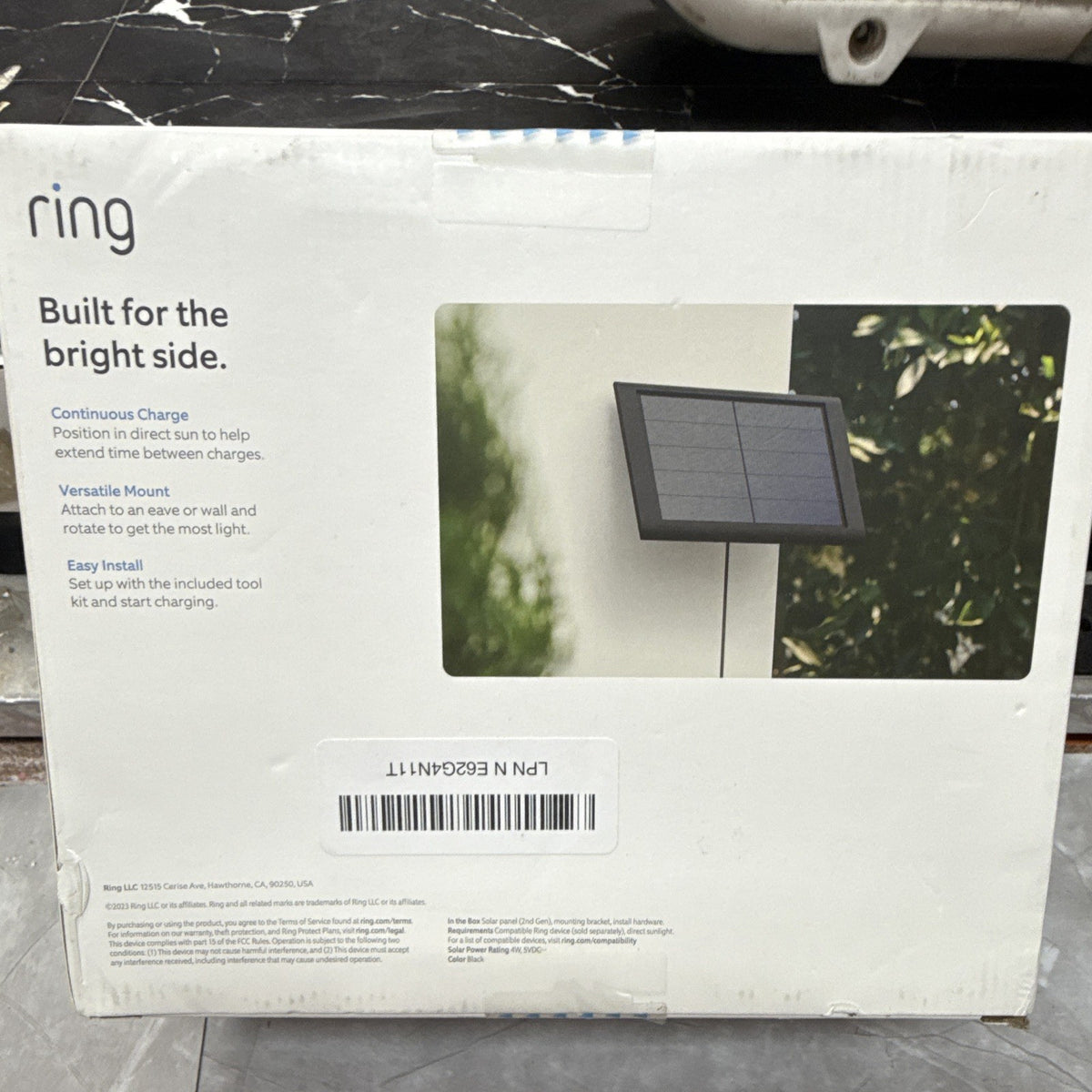 Ring Solar Panel 5W Wired Charger w/ Bracket for Select Ring Cameras Black
