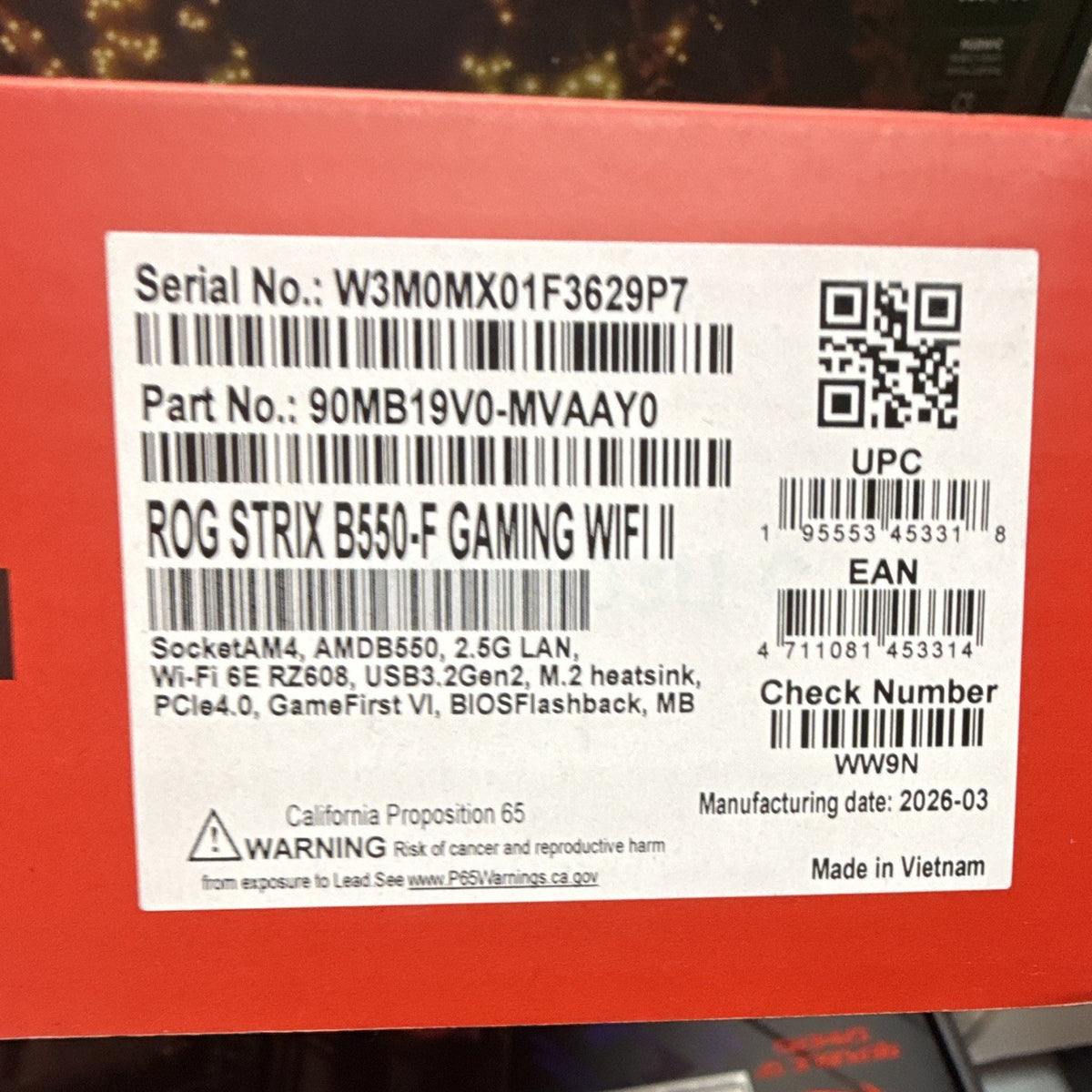 ASUS ROG STRIX B550-F GAMING WIFI II AM4 ATX Wi-Fi 6E 2.5G PCIe 4.0