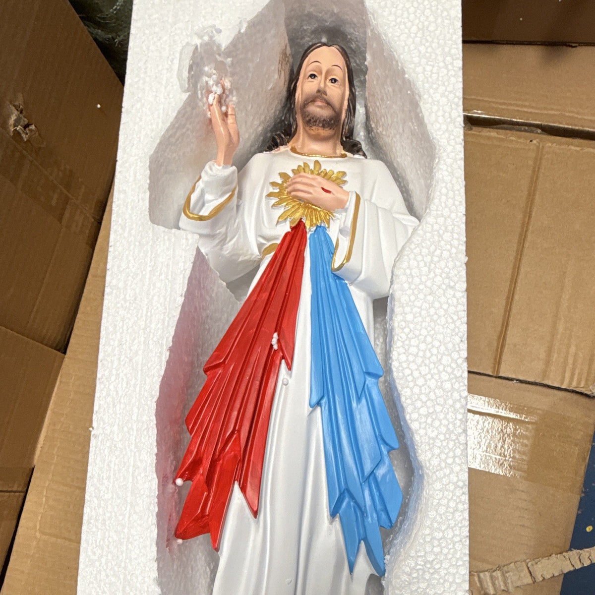 Divine Mercy Jesus Christian Statue Figure Divine Mercy Style Red & Blue 50CM