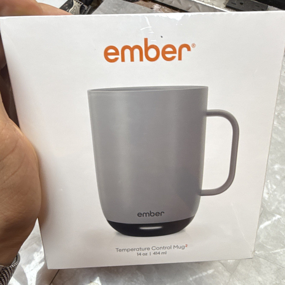 Ember Temperature Control Mug 2 Gray 14oz Smart App Control w/ Charging Coaster