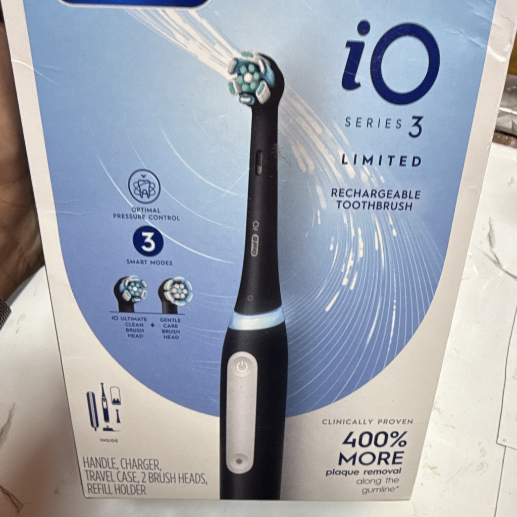 Oral-B iO Series 3 Limited Rechargeable Oscillating Brush, Black, 3 Speeds