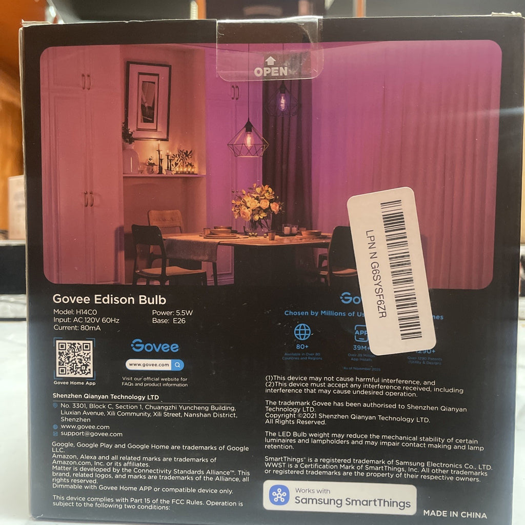 Govee ST19 Edison Smart LED Bulb 4-Pack 500lm Color 5.5W E26