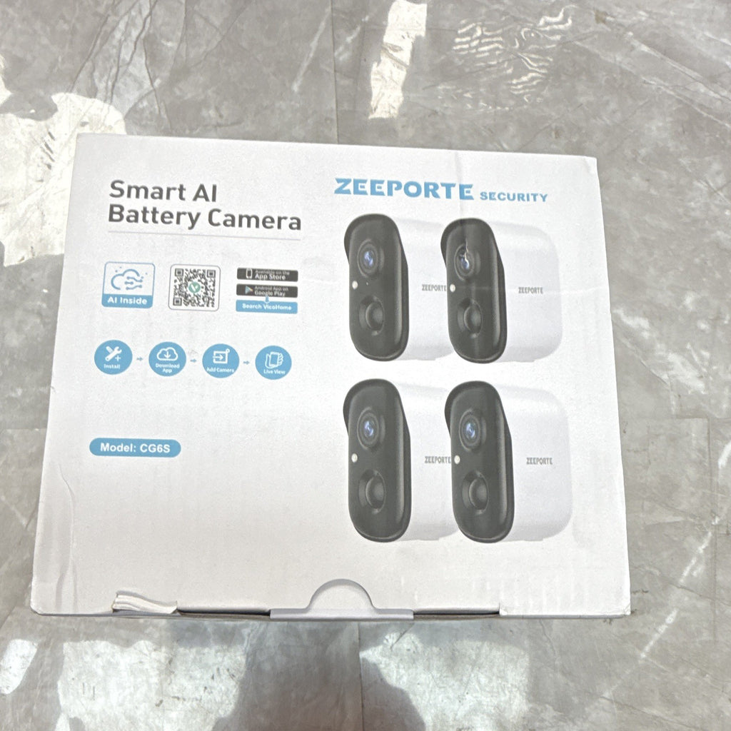 ZEEPORTE CG6S Wireless Wi-Fi 1080p AI Cameras 4-Pack, Alexa, Night Vision
