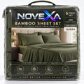 NOVEXA 6-piece Queen bamboo sheet set in Army Green