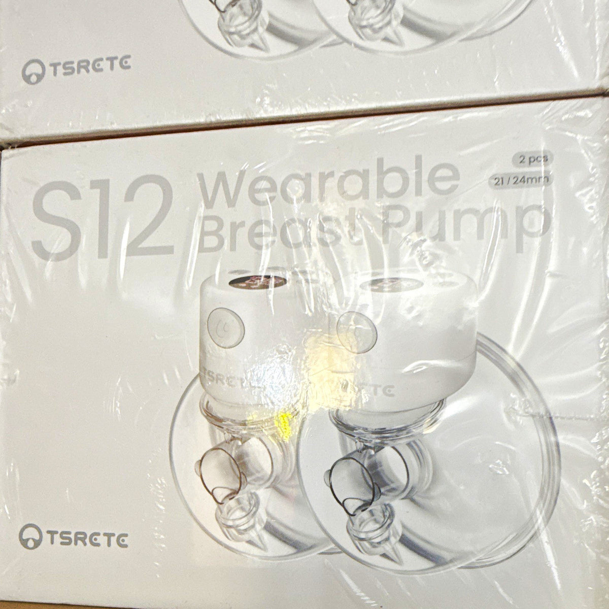 TSRETE S12 Wearable Breast Pump 2-Pack Set Includes 2 Pumps 21/24mm White