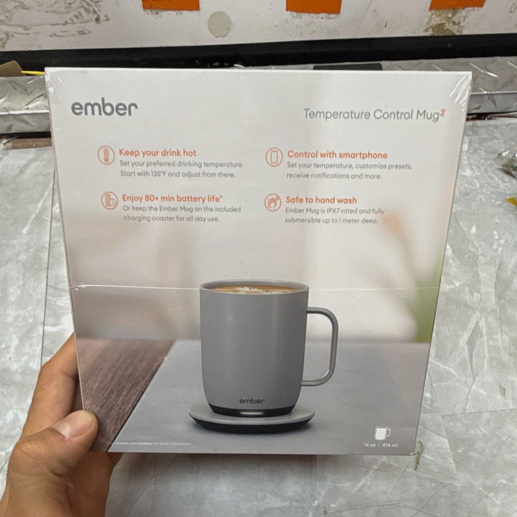 Ember Temperature Control Mug 2 Gray 14oz Smart App Control w/ Charging Coaster
