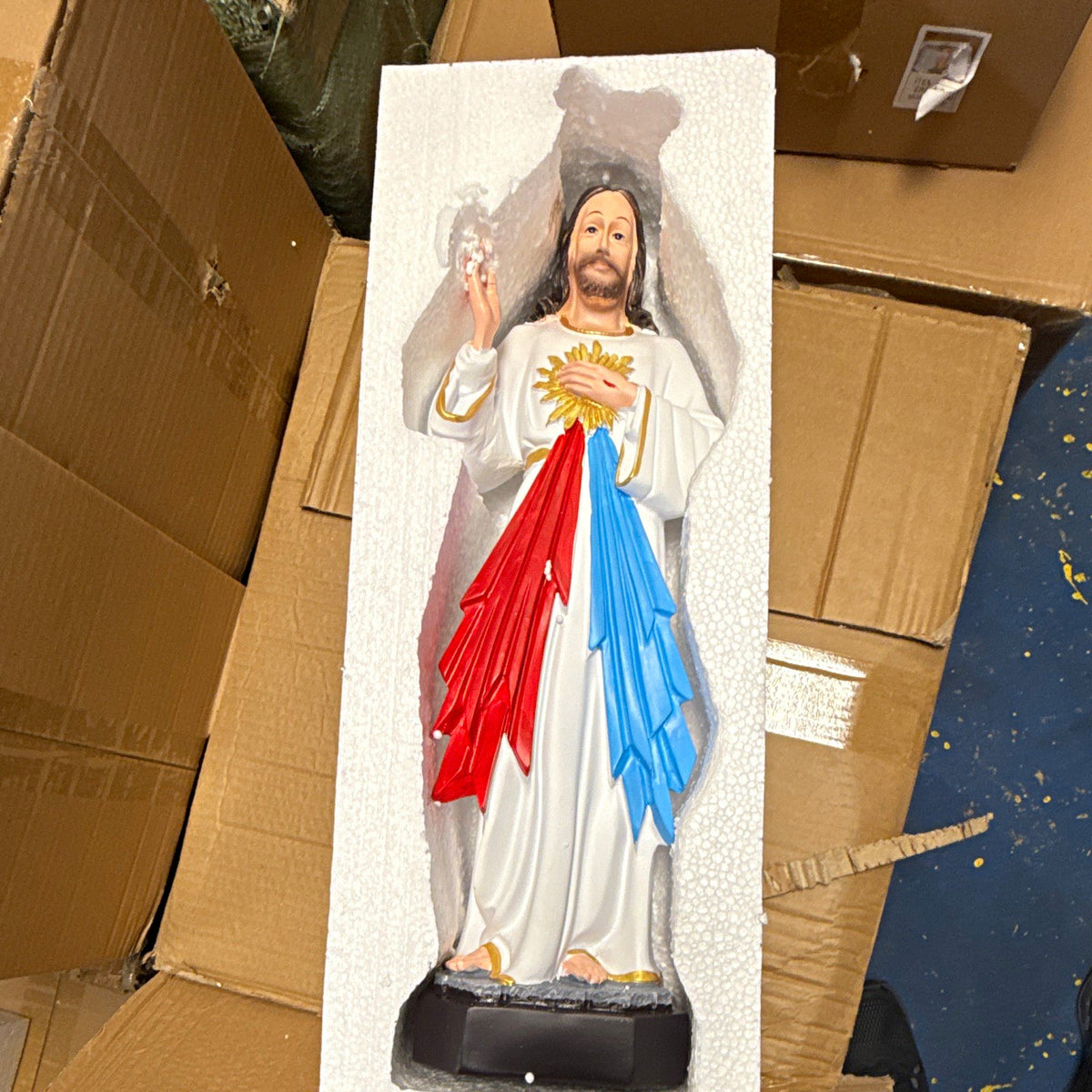 Divine Mercy Jesus Christian Statue Figure Divine Mercy Style Red & Blue 50CM