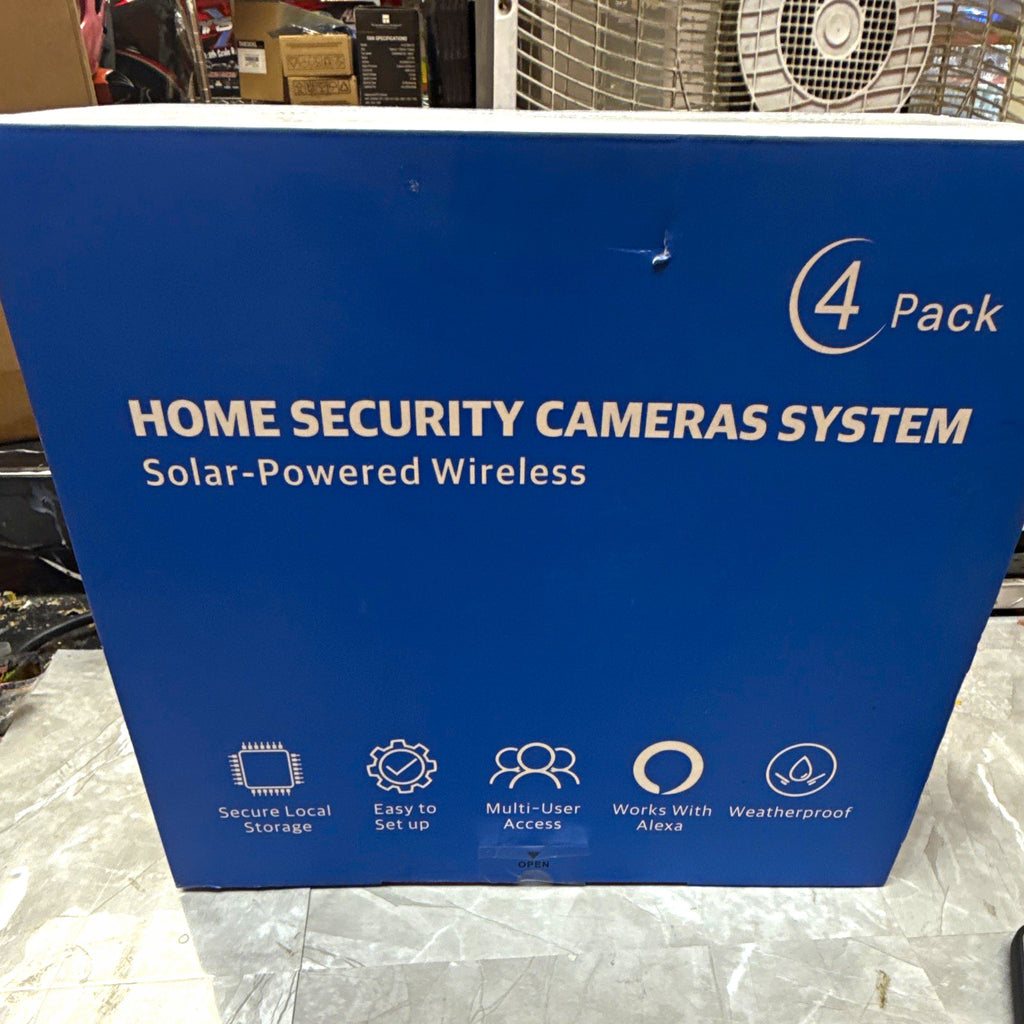 4-Pack Wireless Wi-Fi Solar PTZ HD Cameras, Two-Way Audio, Spotlight, Alexa